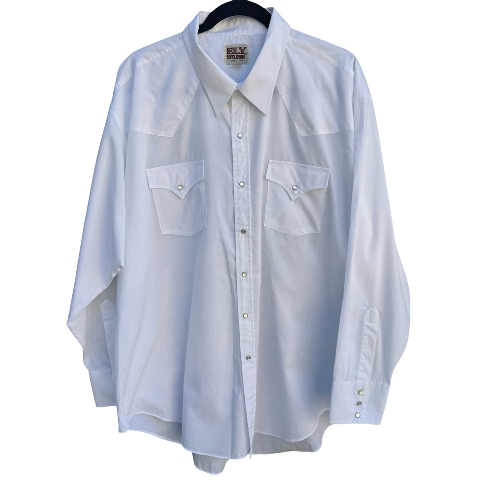 Ely Cattleman Vintage Cowboy Western Pearl Snap Ranchwear Rodeo Shirt Mens XL